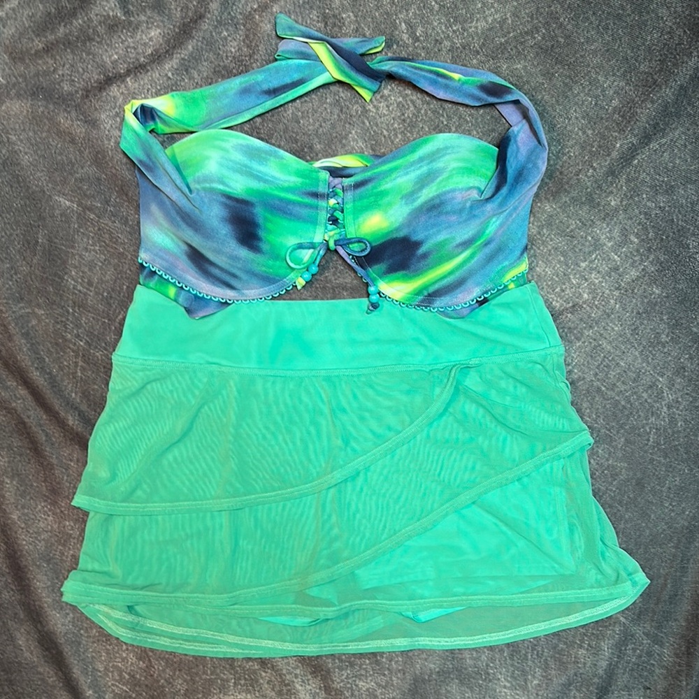 Coco Reef Mesh Swim Skort and Bikini Top Set Small 36D 38D